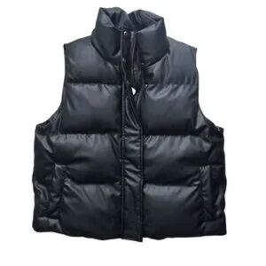 EUC Faux Leather Black Puffer Vest